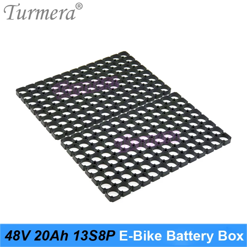 Turmera 48V 20Ah E-Bike Battery Storage Box with Handdle 13S8P 18650 Battery Holder Bracket 13S 15A BMS for 52V Electric Car Use