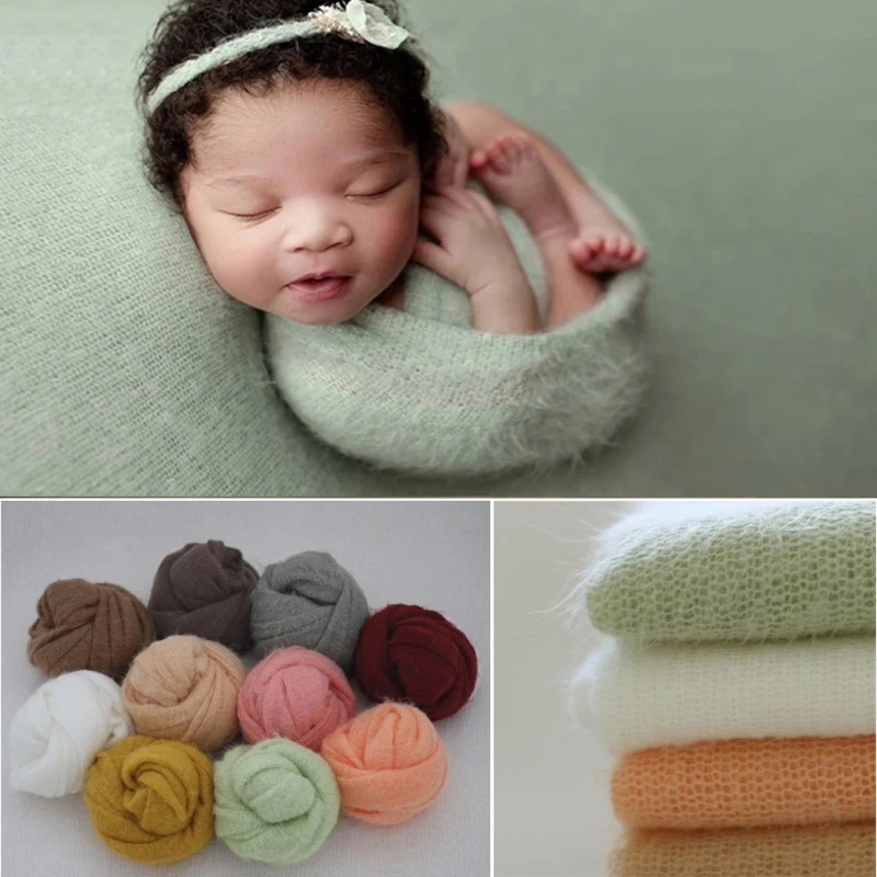 Newborn Photography Baby Mohair Receiving Blanket Infants Sleeping Swaddle Wrap