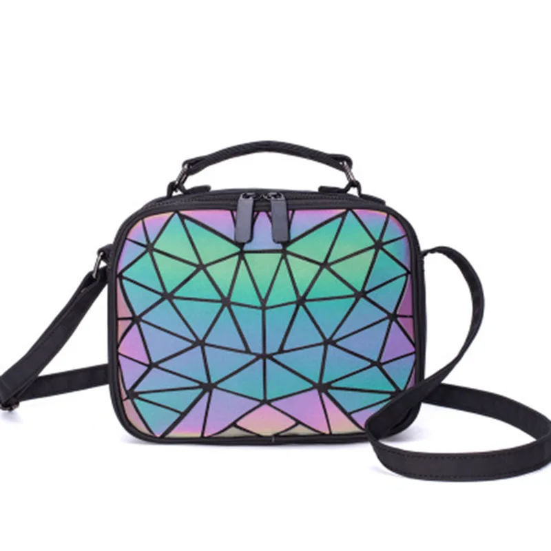 Women Laser Luminous Holographic Handbags Crossbody Bags for Women 2020 Shoulder Bag Geometric Plaid Hologram Small Square Bags