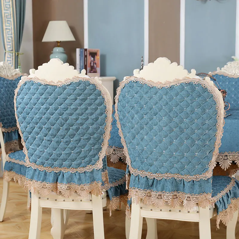 Solid Color Chair Cover European Classical Cushion Back Set Lace Decoration Home Hotel Wedding Light Luxury Chair Cover Sets