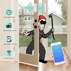 Alarma puerta inalámbrica seguridad para Detector puerta ventana con WiFi a través Control por aplicación para Alexa Home, 1 Juego