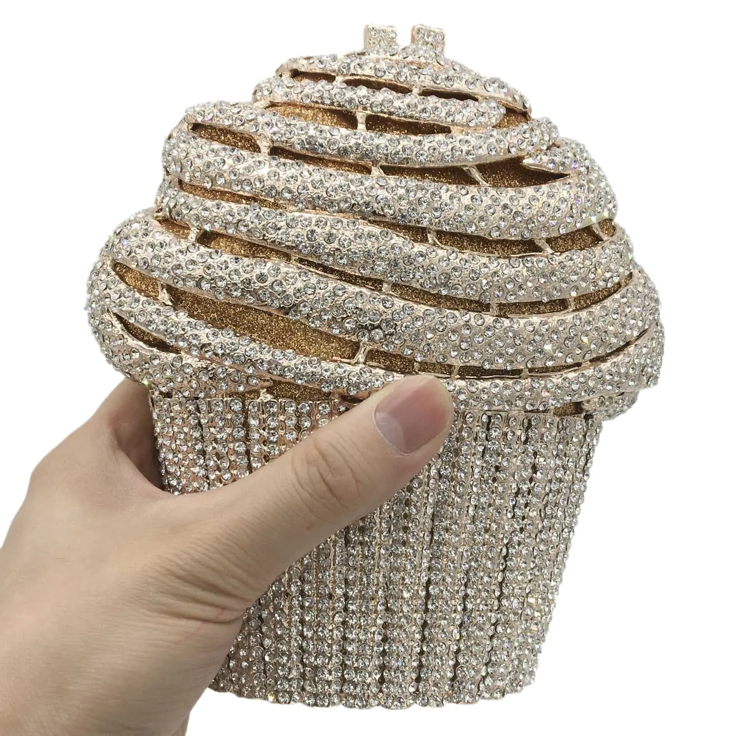 Boutique De FGG Ice-cream Women Crystal Evening Bags Minaudiere Clutch Wedding Party Handbags Bridal Diamond Bag