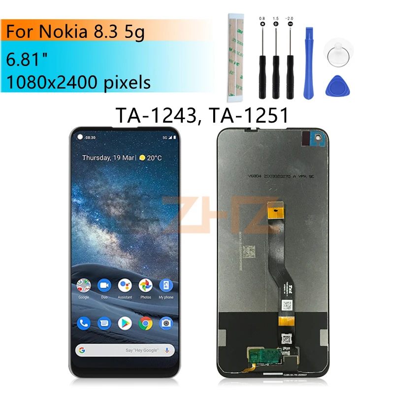 

IPS LCD For Nokia 8.3 5g Display Touch Screen Digitizer Assembly TA-1243 TA-1251 Lcd Replacement Repair Parts 6.81"