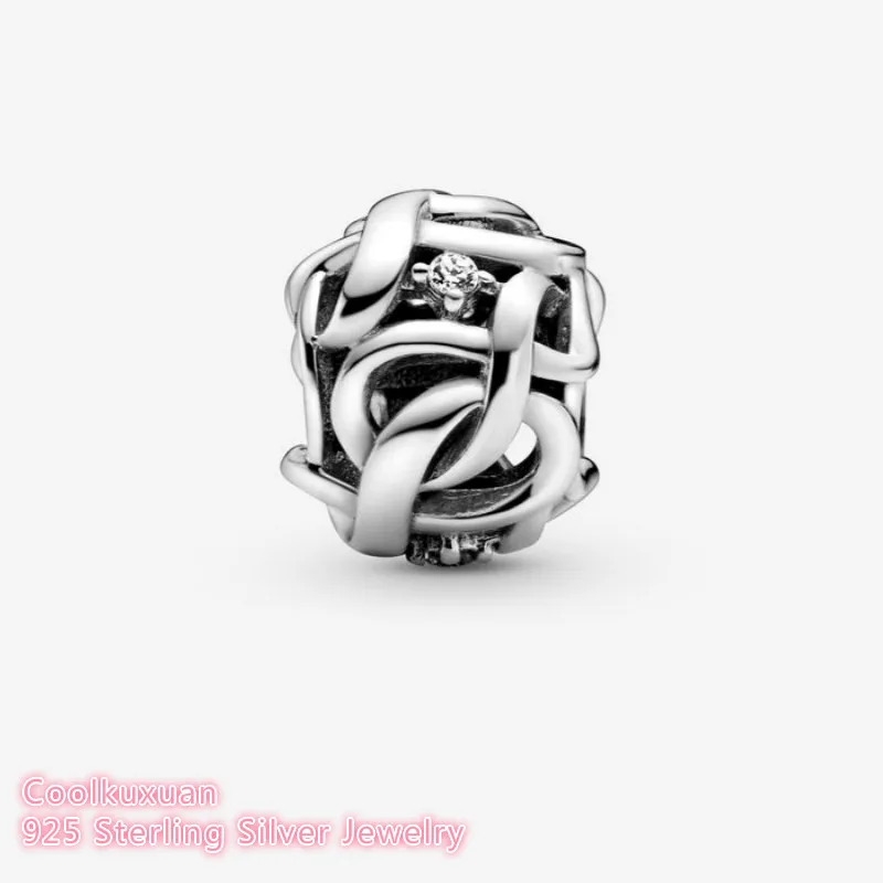 100% Original 925 Sterling Silver Openwork Woven Infinity Charm beads Fits bracelets Jewelry Making Mother's Day