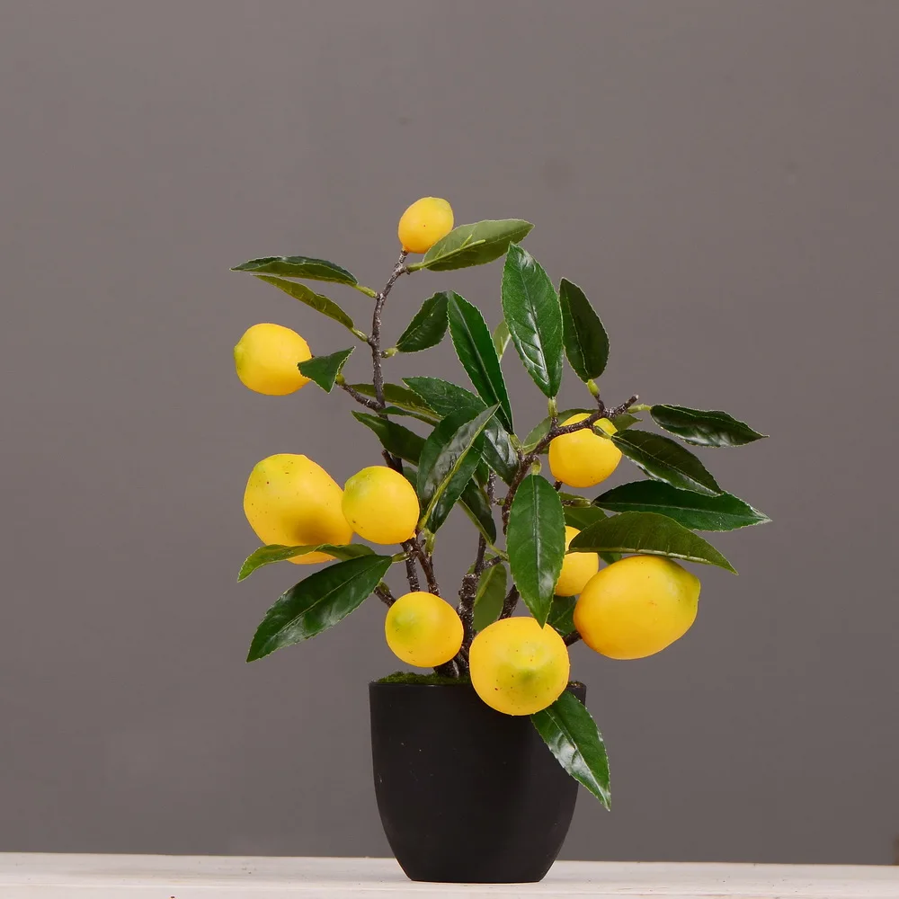 

MBF Artificial Lemon Potted Tree Bonsai Accessories Plants Flowers For Wedding Home Party Decoration Fake Fruit