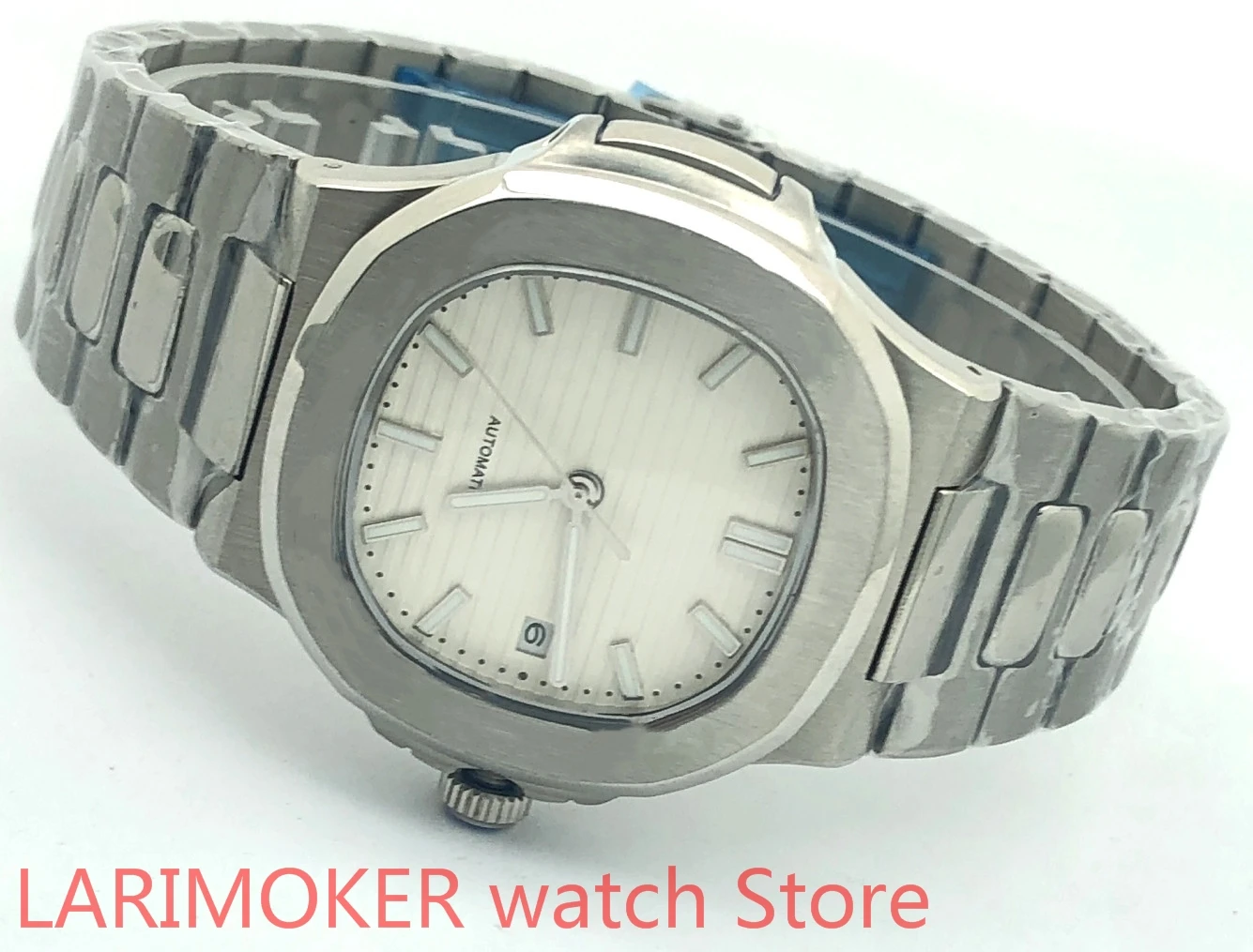 904L Roestvrij Stalen Band Armband Saffier Glas Witte Dial Automatic Winding Waterdicht 100M Case Fashion Heren Horloge