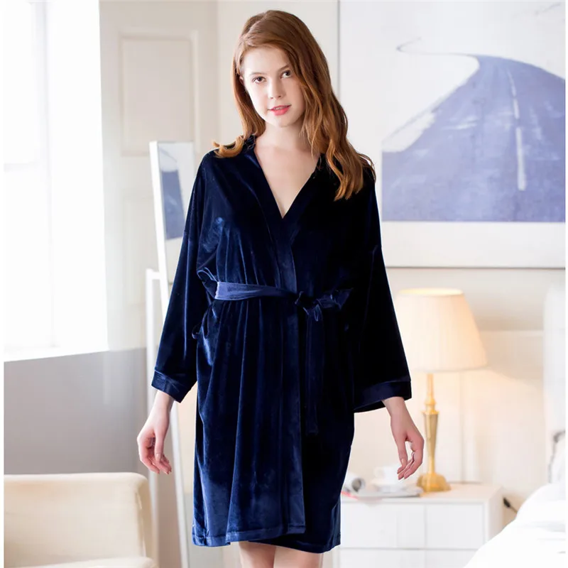 Kupokasi Sleepwear Robe Autumn Winter Thin Velvet Women Nightgown Bride Pajamas Bathrobe For Female Soft Nightwear