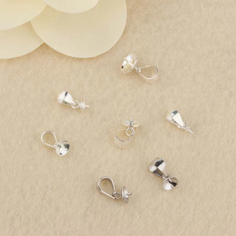 4pcs Genuine Real Pure Solid 925 Sterling Plain Silver Bead Cap Connectors For Ball Beads Pendants Cap Jewelry Making Findings