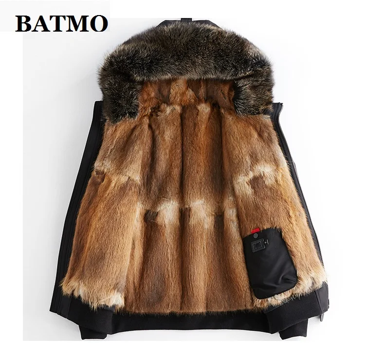 BATMO natural Raccoon fur collar mink fur liner hooded parkas men,men\'s winter warm hooded jackets ,men\'s fur coat XPK106