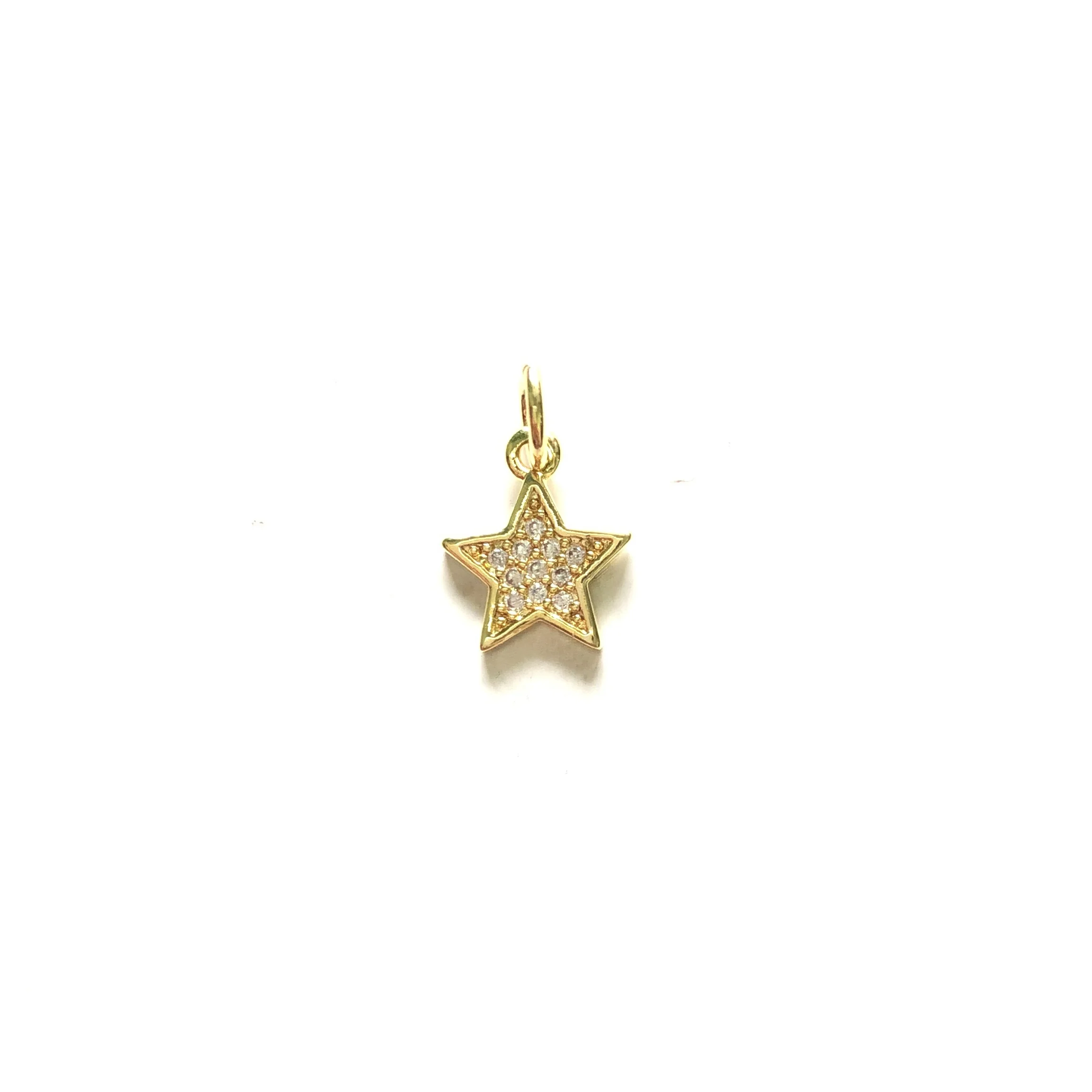 5pcs Small Size Zirconia Paved Star Charms for Bracelet Necklace Earring Making Exquisite Pendant for Handmade Jewelry Accessory