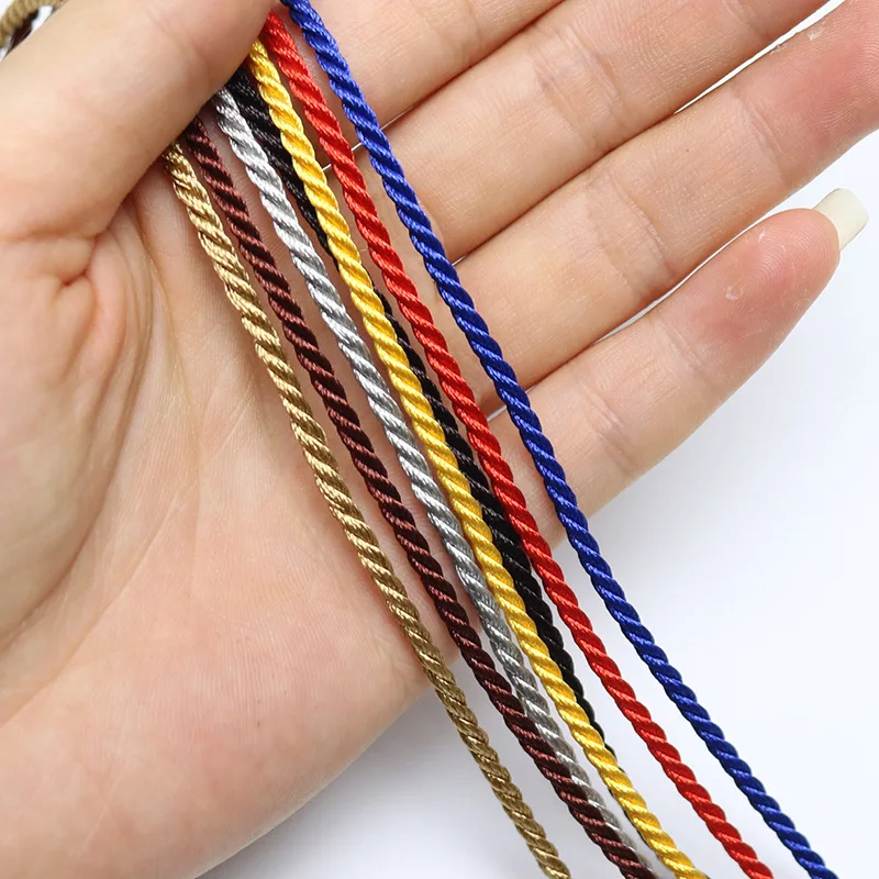 10 Meters 2mm 3 Shares Twisted Cotton Nylon Cords Colorful DIY Craft Braided Decoration Rope Drawstring Belt Accessories JK2020