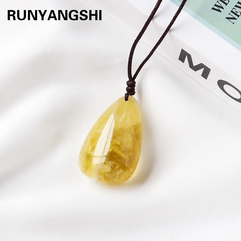 Charm Natural Gemstones Yellow Crystal Water Drop Pendant Citrine Women Jewelry Gift Diy Jewelry Making Necklace Accessories