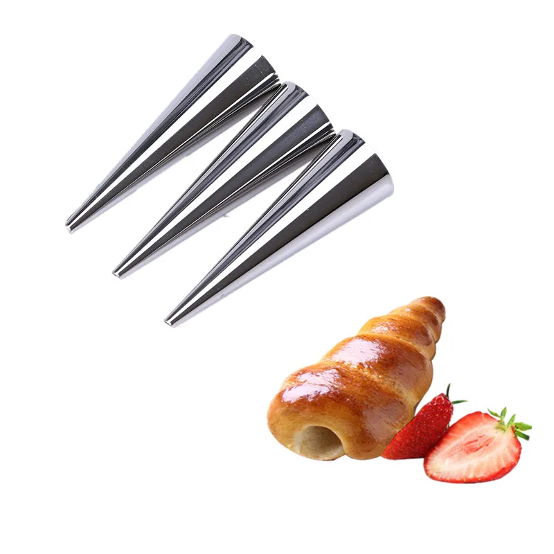 3PCS S/L Stainless Steel Pastry Conical Forms Tube Food Grade Cream Horn Mould Cake Horn Mold Cannoli Tubes Pastry Baking Mold