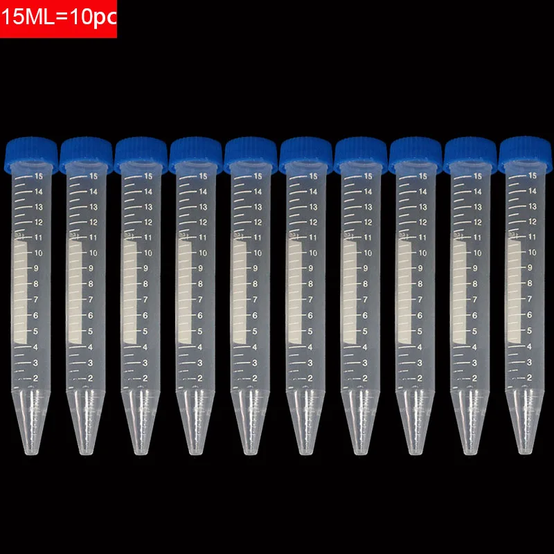 10 / Pk 15ml Screw Cap Plastic Bottle Transparent Tube Sample Storage Container Radiation Experiment Centrifuge Tube Plastic