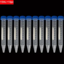 Botella de plástico con tapa de rosca, Tubo Transparente, contenedor de almacenamiento de muestras, experimento de radiación, tubo centrífugo de plástico, 10/Pk, 15ml