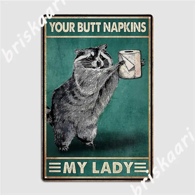 Racoon Napkins Metal Signs Wall Cave Kitchen Designing Garage Decoration Tin sign Posters