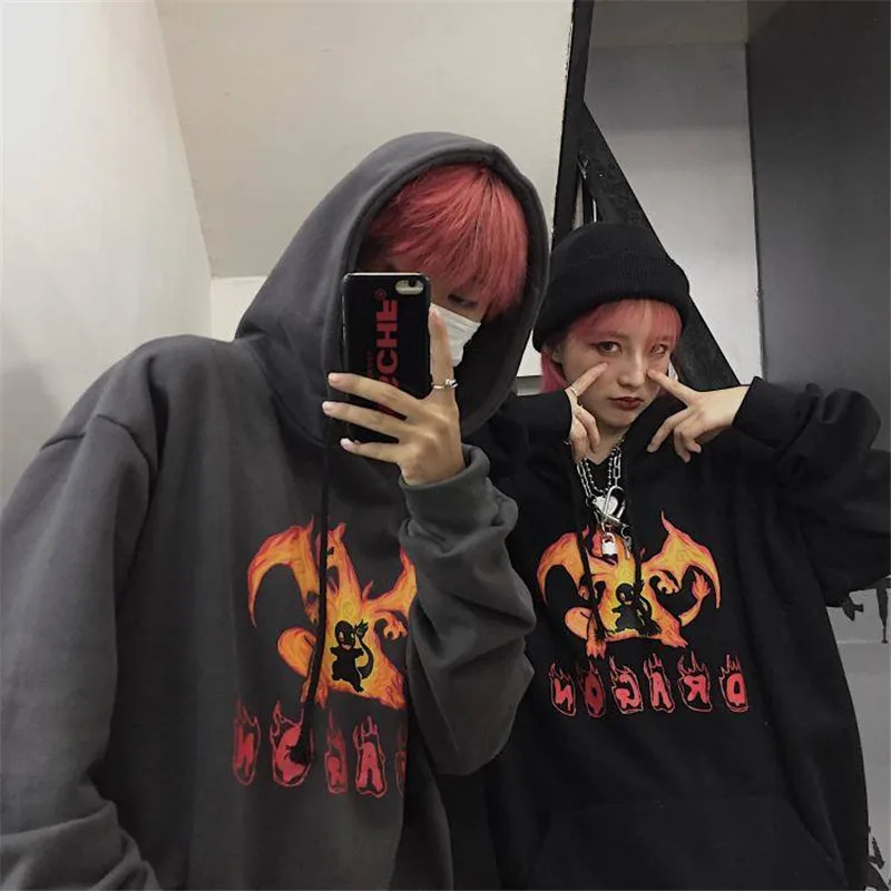 Cute Dragon Hoodies Men Women Funny Pullover Hooded Cartoon Harajuku Sweatshirts Streetwear Casual Hooded Tops Jackets Coat Male