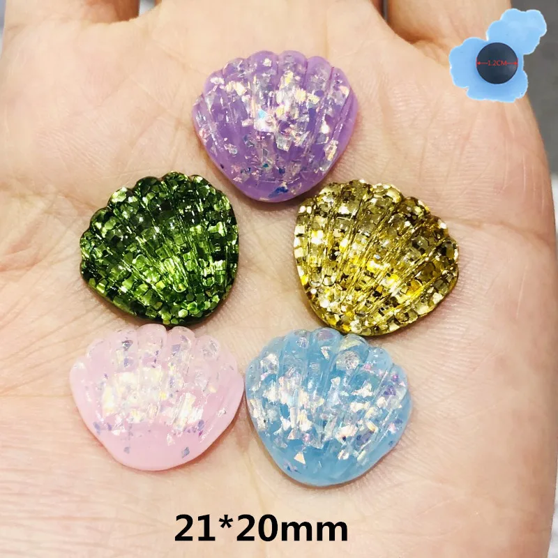 1Pcs Glitter Shell High simulation Garden Shoe Accessories Ornament   For Charms Shoes Fit Holes Bracelet Girls Gifts