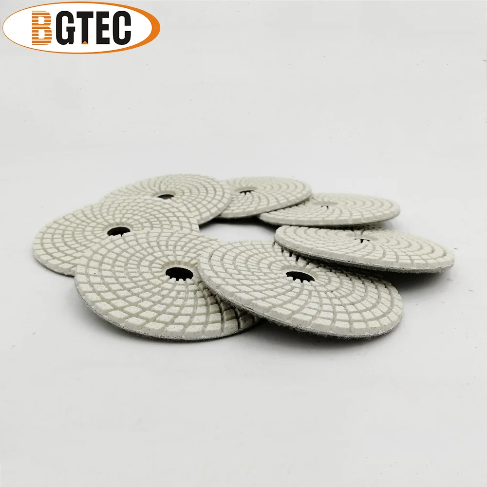 BGTEC 4 بوصة 7 قطع # 50 وسادات تلميع مرنة ماسية مبللة احترافية 100 مم قرص صنفرة لحجر الجرانيت والرخام والسيراميك
