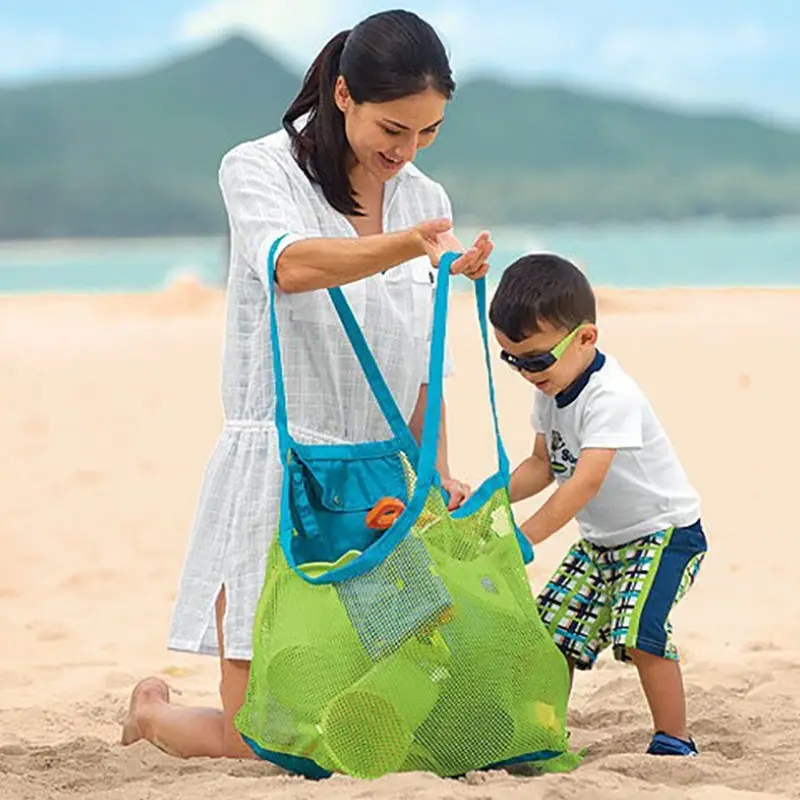 Sac en maille portable pour enfants, sac de plage pour enfants, jouets pour enfants, vêtements, serviette, rangement de jouets pour bébé, sacs de soleil officiels pour femmes, sac cosmétique