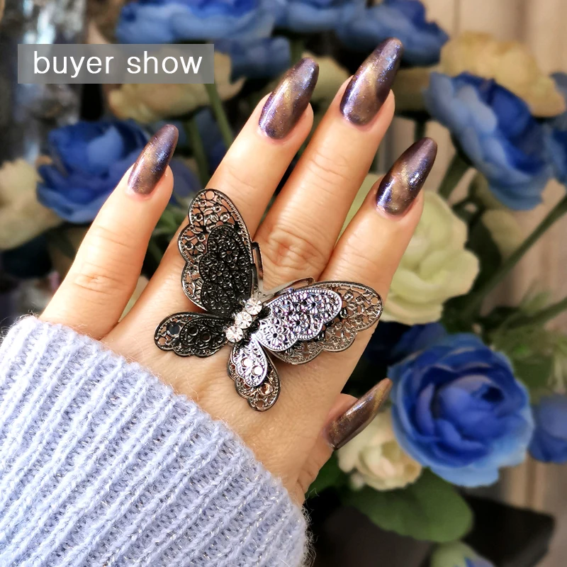 LEEKER Vintage Ring On Finger Adjustable Size Black Ring For Women Animal Jewelry Fashion Jewelry jewelry for women ZD1 XS8