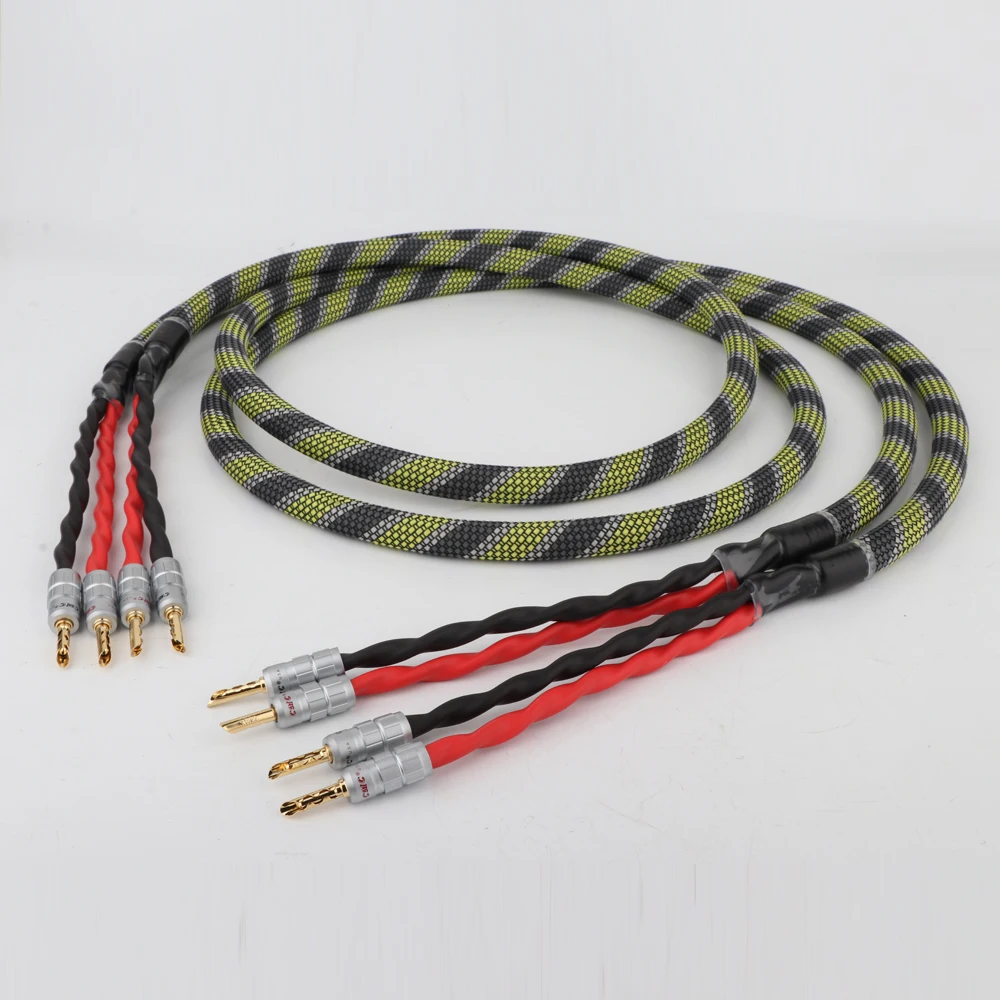 Pair Loudspeaker Cable LS-180 OCC Silver Plated Speaker Cable BFA Z type Gold plated Banana Plug Matched Left/Right