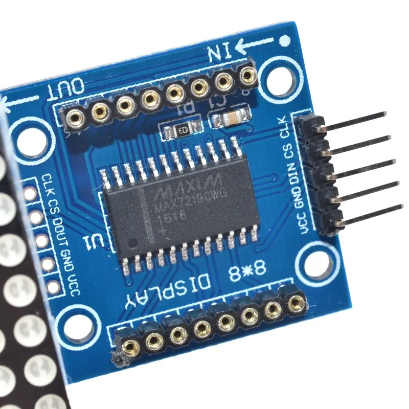 Module de matrice de points MAX7219 pour microcontrôleur Arduino, affichage 4 en 1 avec ligne 5P rouge vert bleu