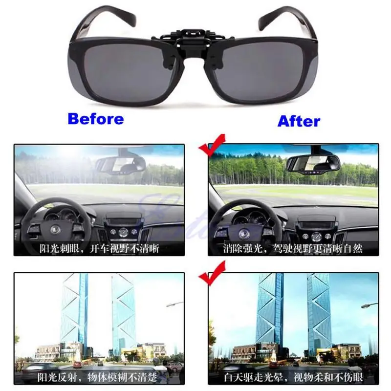 New Day Night Clip-on Flip-up Sunglasses Gift Supplies Household Multipurpose for Adults Male Outdoor Household .