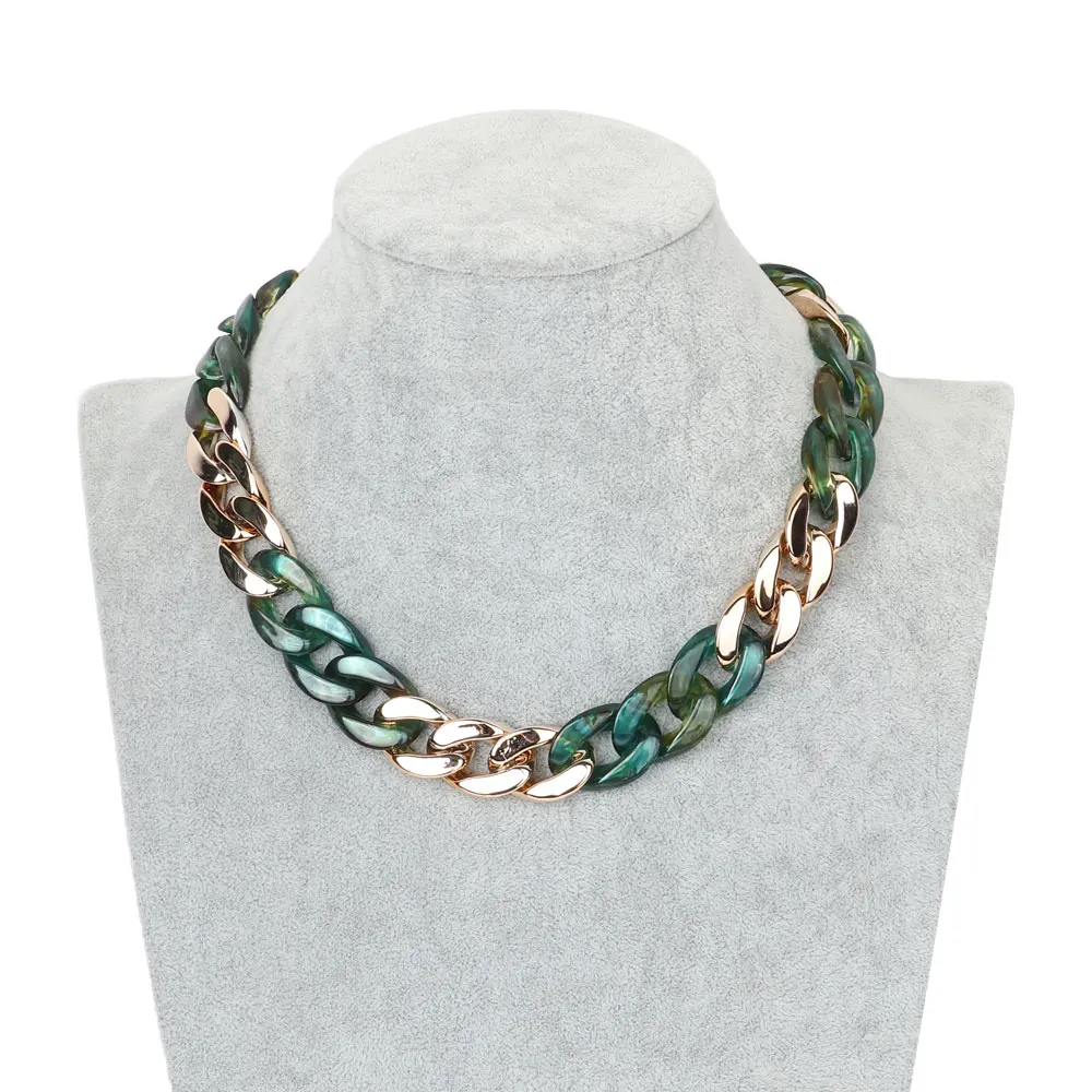 FishSheep Vintage CCB Acrylic Chain Choker Necklace for Women Boho Colorful Chunky Long Collares Necklace 2022 Fashion Jewelry
