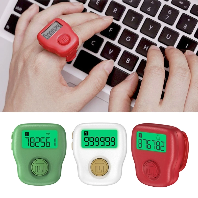 Silent Finger Counter 6 Channels Digital Tasbih Tally Clicker with LED for Prayer Knitting Sports Gift Rechargeable