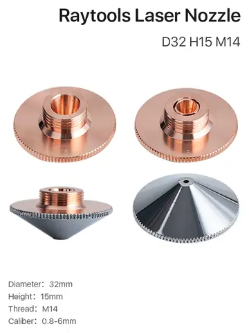 Ultrarayc 섬유 커팅 헤드 레이저 노즐 Raytools Empower Head 용 단일 이중 크롬 도금 레이어 D32 구경 0.8-6.0mm