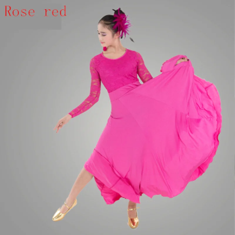 Standard Ballroom Dance Dresses 2021 High Quality Lace Sleeve Flamenco Dancing Skirt Women Cheap Stage Waltz Ballroom Dress