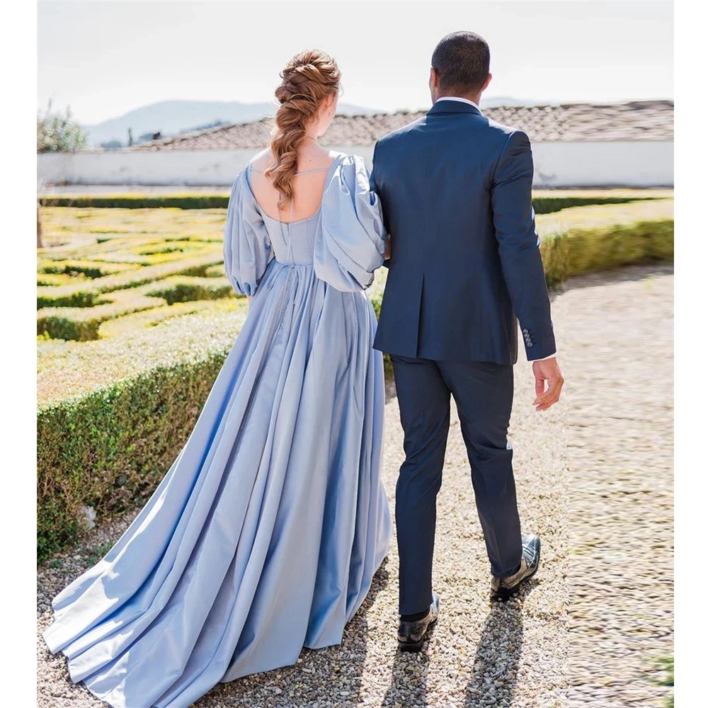 LORIE-vestido De noche con mangas abullonadas y cuello cuadrado, traje Formal bohemio para fiesta en la playa, 2021