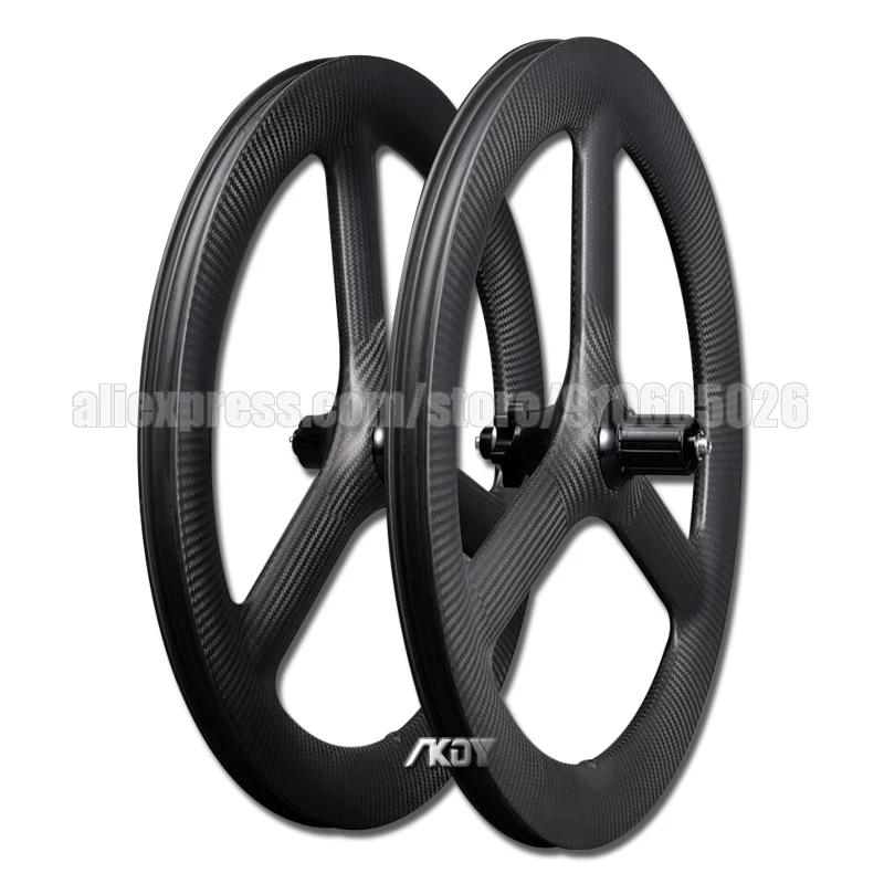 Carbon Tri Spoke 20inch Wheel 406 Wheelset Disc Brake 48mm Deep Tubeless Ready 406 Wheel 20 Inch for Folding Bicycles 20\