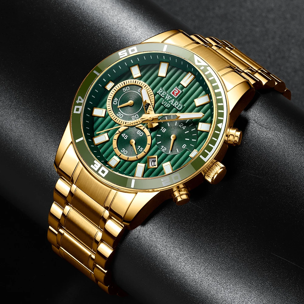 Erkek kol saati REWARD Men Watch Fashion Quartz Gold Clock Top Luxury Brand Mens Business Waterproof Watches Relogio Masculino