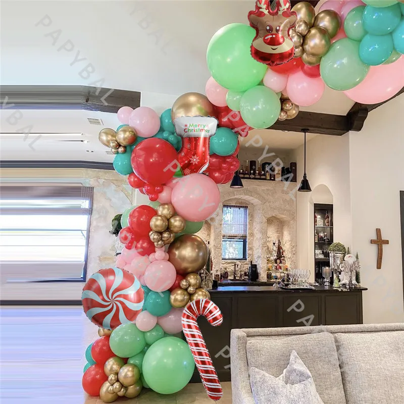 

149Pcs Merry Christmas Party Balloon Set Elk Candy Aluminum Foil Balloons Xmas New Year Party Decoration Globos Supplies