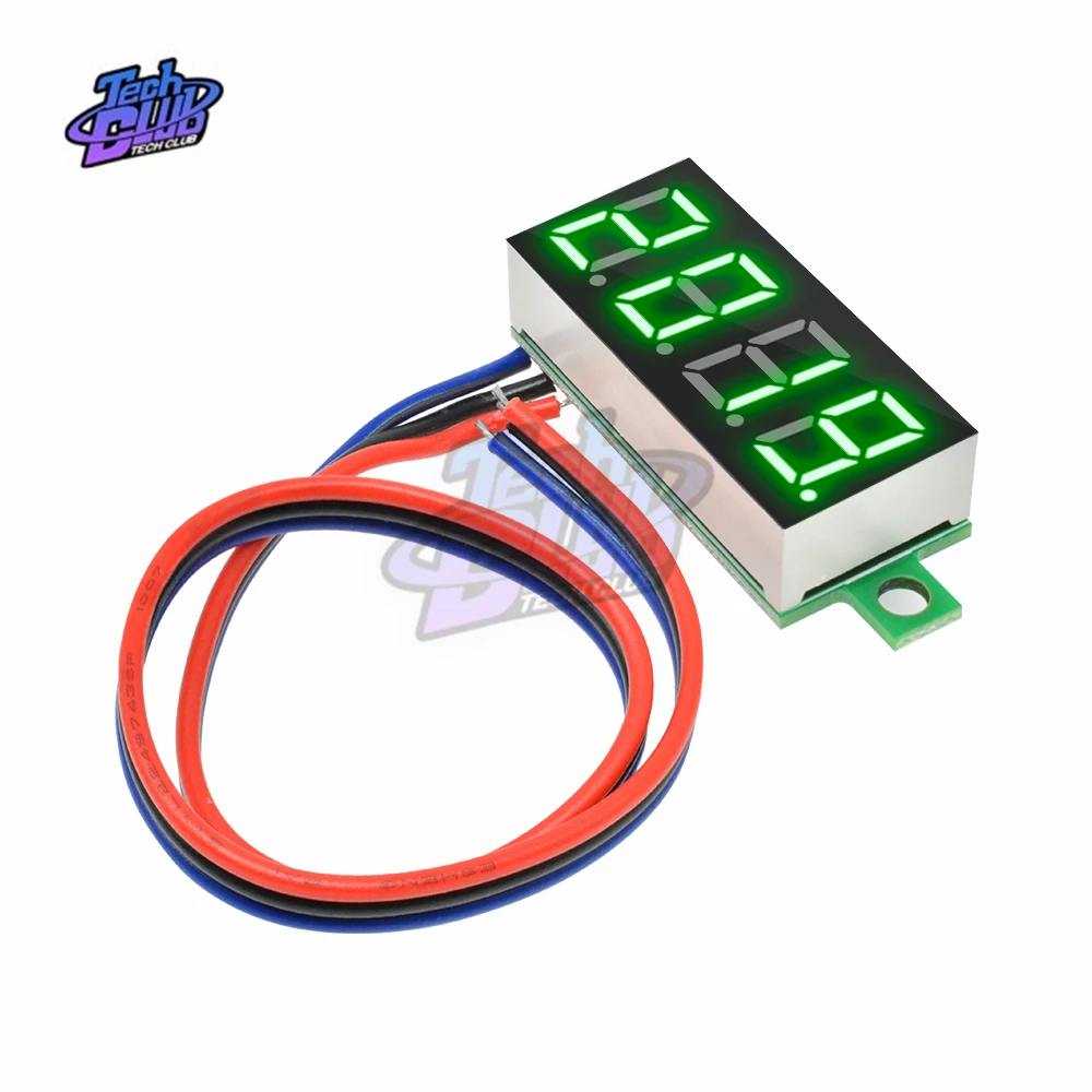Mini voltímetro Digital de 0-100V, 0,36 pulgadas, medidor de voltaje de CC de 4 dígitos, Panel eléctrico, medidor de voltaje, tres cables
