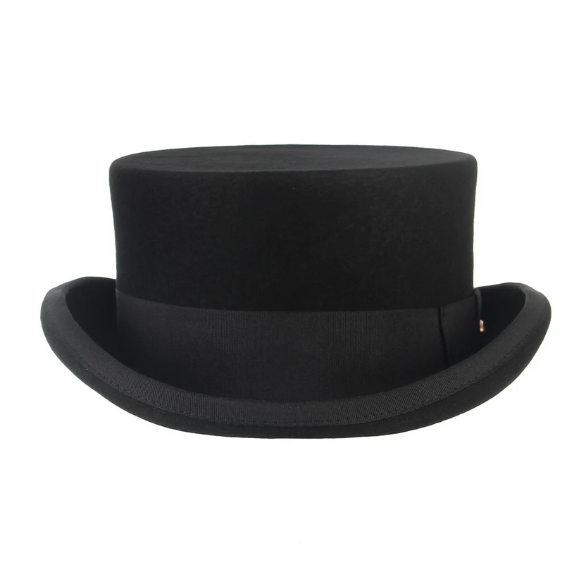 GEMVIE 11cm 100% Wool Felt Top Hat For Men/Women New Cylinder Hat Topper Mad Hatter Party Costume Fedora Derby Magician Hat