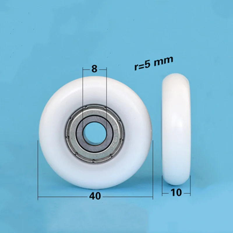 20pcs 8*40*10mm 628ZZ Bearing Coated Plastic Pulley POM Shell Spherical Radian Radius 5mm Guide Wheel Roller