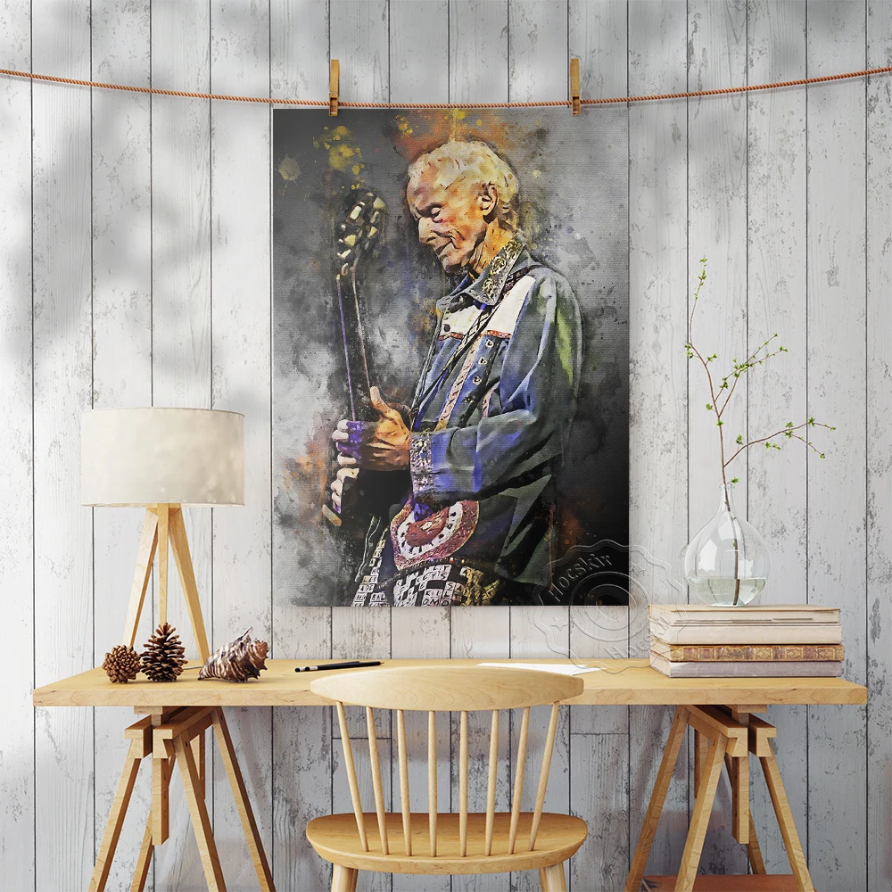 Rock Band Guitarist Robert Krieger Canvas Poster, Rock Music Watercolour Art Prints, Fans Gift Wall Art Home Decor Music Mural