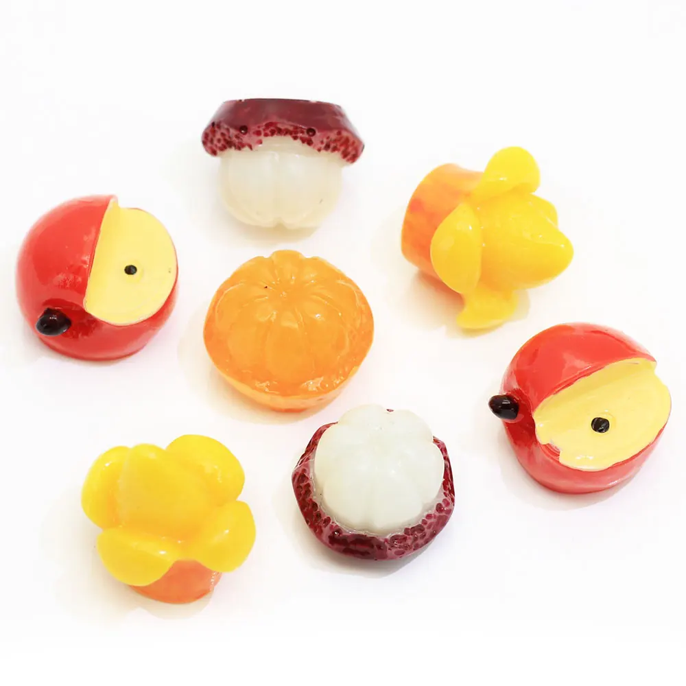 Simulation Fruit 3D Miniature Apple Cherry Orange Mango Flatback Resin Cabochon Scrapbooking DIY Hair Bows Accessories