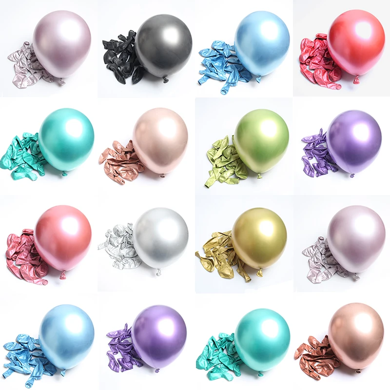 20pcs 5/12 Inch Thick Chrome  Metallic Gold Silver Green Purple Ballon Wedding Happy Birthday Pearl Latex Balloons Kid Toys