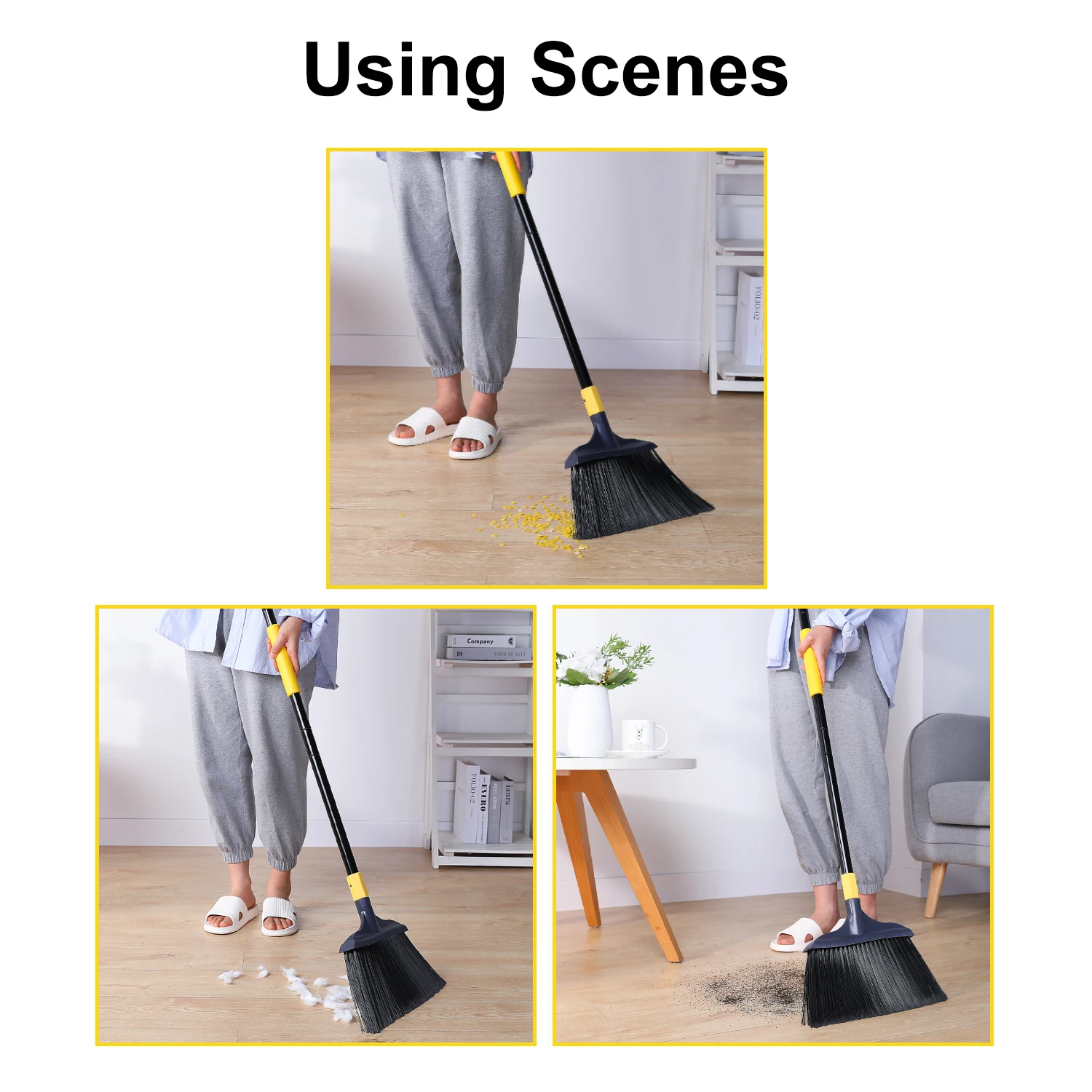 Heavy-Duty Broom Outdoor for Courtyard Garage Lobby Mall Market Floor Kitchen Room Office Pet Hair Rubbish Cleaning