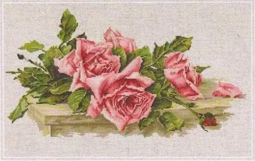 

Lovely Counted Cross Stitch Kit, Pink Roses, Three Rose Flower Bouquet, Luca-s Luca Lucas