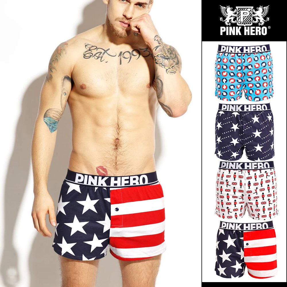 PINKHERO-ropa interior divertida para hombre, Bóxer con estampado, pantalones de pijama cómodos de algodón, novedad