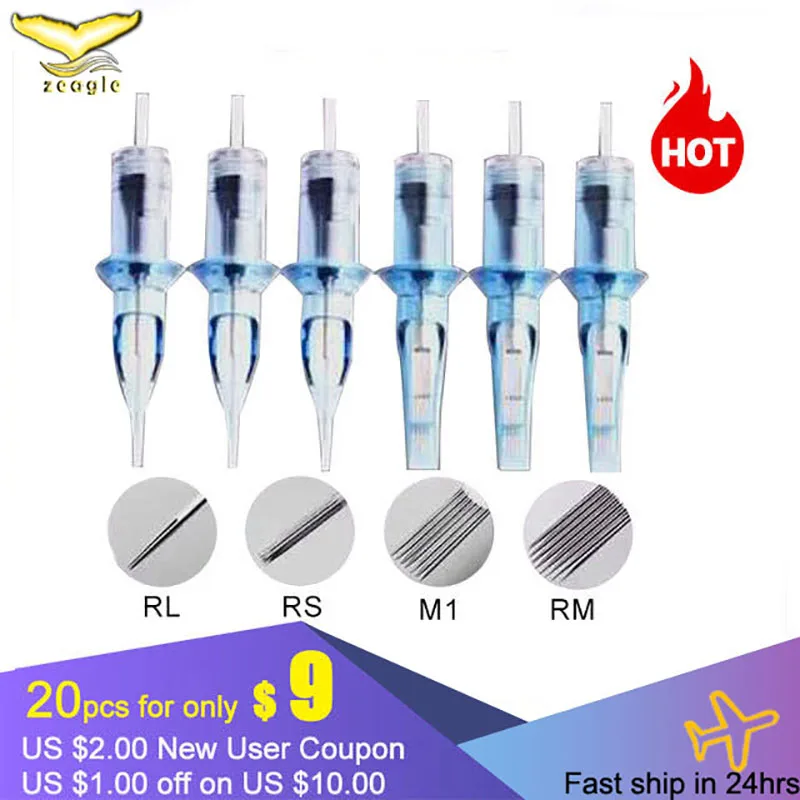 Disposable 20pcs Tattoo Cartridges Needle RL/RM/M1/RS Semi-Permanent  of tattoing needle for tattoo studio sterilized