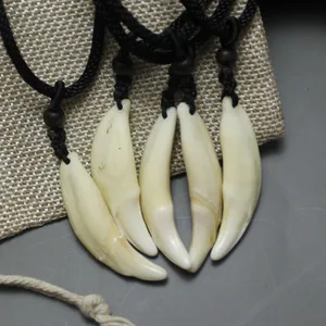 Mặt dây chuyền túi sói tự nhiên, vòng cổ nam, trang sức Ấn Độ, 4 miếng/hàng loạt thiết kế màu đen tối màu, vòng cổ răng 10 Mặt dây chuyền bán hàng chính của Ấn Độ - №8