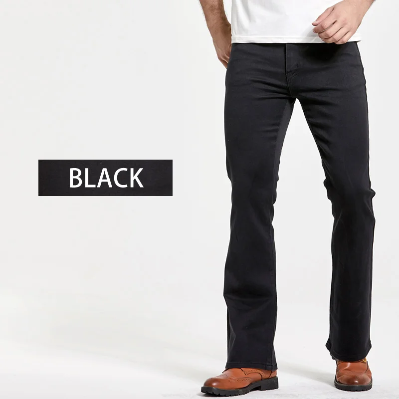 Mens Boot Cut Jeans Slightly Flared Slim Fit Blue Black Trousers Designer Classic Male Stretch Denim Pants - Image 4