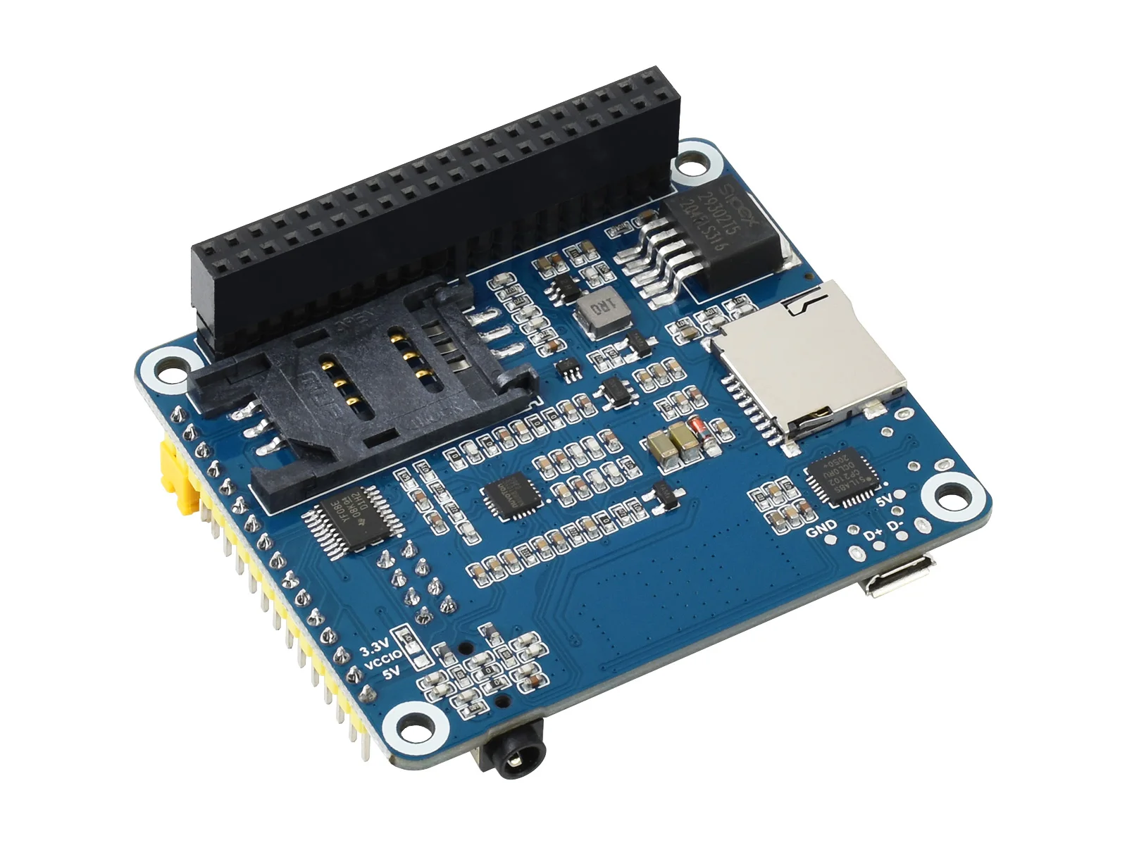 Waveshare SIM7600E-H 4G HAT dla Raspberry Pi 5/4B/3B/Zero, Raspberry Pi LTE Cat-4 4G, GNSS, Europa, Azja Południowo-Wschodnia, Azja Zachodnia, Afryka