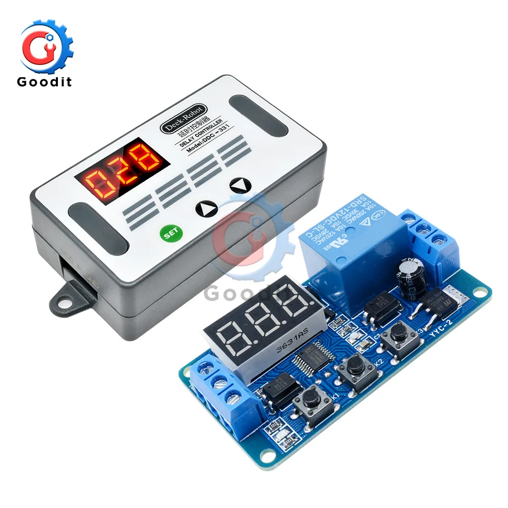 DC 12V Support Micro USB 5V LED Display Automation Cycle Delay Timer Control Off Switch Delay Time Relay with Case DDC-331